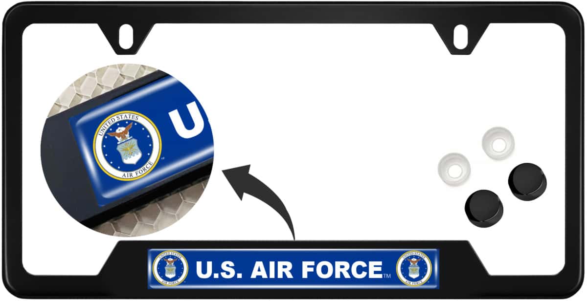 U.S. Air Force - Stainless Steel Black 2-hole Car License Plate Frame